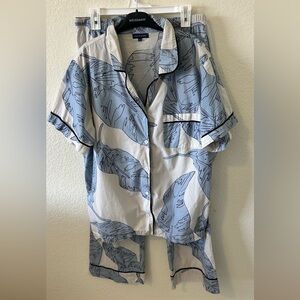Katie Kime Plant Print Pajama Set - Short Sleeve/Pants Sz XL (fits like…